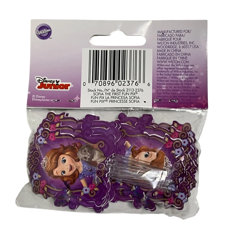 Wilton Disney Sofia the First Fun Pix Picks Pack Of 24 Cupcake Topper Baking NEW